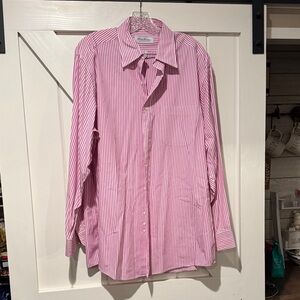 Brooks Brothers Men's Dress Shirt in Pink and White Stripes